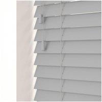 New Edge Blinds Smooth Finish Faux Wood Venetian Blinds with Strings 120cm Drop in Light Grey | Size: 210 cm