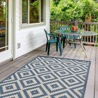 THE RUGS Outdoor Indoor Diamond Garden Patio Rug Weather Resistant Jet Washable in Blue | Size: 200 cm x 290 cm