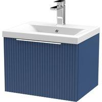 Balterley Fluted Wall Hung 1 Drawer Vanity Basin Unit & Basin 500mm - Satin Blue
