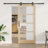 Berkfield Home Sliding Door with Hardware Set 93x211 cm Solid Wood Pine in Black