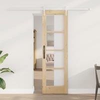 Berkfield Home Sliding Door with Hardware Set 61x198.5 cm Solid Wood Pine in Black