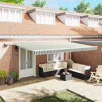 Berkfield Home Manual Retractable Awning with LED Green & White 500x350 cm