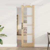 Berkfield Home Sliding Door with Hardware Set 61x198.5 cm Solid Wood Pine in Beige