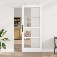 Berkfield Home Sliding Door with Hardware Set White 93x211 cm Solid Wood Pine