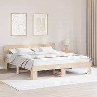 Berkfield Home Bed Frame with Headboard Brown 200 x 200 cm Solid Pine Wood