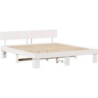 Berkfield Home Bed Frame with Headboard White 200 x 200 cm Solid Pine Wood