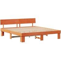 Berkfield Home Bed Frame with Headboard Wax Brown 200 x 200 cm Solid Pine Wood