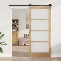 Berkfield Home Interior Door with Glass "ORKDAL" 93x211x4 cm Solid Wood Pine in Brown | Size: 93 x 211 x 4 cm