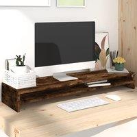 Berkfield Home Monitor Stand Smoked Oak 100x24x13 cm Engineered Wood in Brown | Size: 100 x 24 x 13 cm