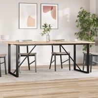 Berkfield Home Dining Table O-Frame 200x100x75.5 cm Solid Wood Pine & Steel in Brown