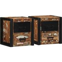 Berkfield Home Bedside Cabinets 2 pcs Multicolour 40x35x40 cm Solid Wood Reclaimed | Size: 40 x 35 x 40 cm