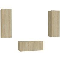 Berkfield Home 3 Piece TV Cabinet Set Sonoma Oak Engineered Wood in Light Oak