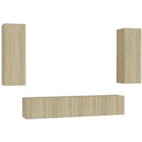 Berkfield Home 4 Piece TV Cabinet Set Sonoma Oak Engineered Wood in Light Oak