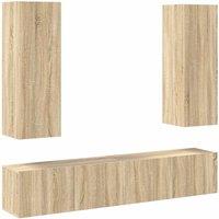 Berkfield Home 4 Piece TV Cabinet Set Sonoma Oak Engineered Wood in Light Tan