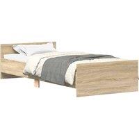 Berkfield Home Bed Frame Sonoma Oak 75x190 cm Small Single Engineered Wood in Light Tan