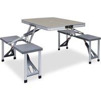 Berkfield Home Folding Camping Table with 4 Seats Steel Aluminium in Silver