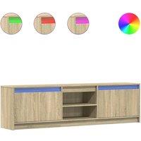 Berkfield Home TV Cabinet with LED Sonoma Oak 180x34x50 cm Engineered Wood in Light Tan | Size: 180 x 34 x 50 cm
