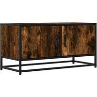 Berkfield Home TV Cabinet Smoked Oak 80x34.5x40 cm Engineered Wood & Metal in Brown