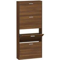 Berkfield Home Shoe Cabinet Brown Oak 59x17x150 cm Engineered Wood | Size: 59 x 17 x 150 cm