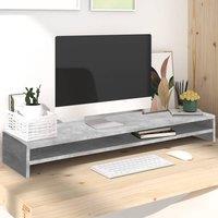 Berkfield Home Monitor Stand Concrete Grey 100x24x13 cm Engineered Wood | Size: 100 x 24 x 13 cm