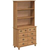 Berkfield Home Hutch 'ASKIM'Honey Brown 91x40x183 cm Solid Wood Pine | Size: 91 x 40 x 183 cm
