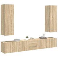 Berkfield Home Sturdy 5 Piece TV Cabinet Set Sonoma Oak Engineered Wood in Light Oak