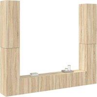 Berkfield Home Practical 6 Piece TV Cabinet Set Sonoma Oak Engineered Wood in Light Oak