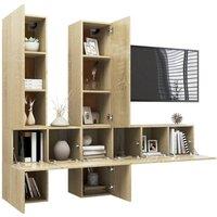 Berkfield Home Modern 7 Piece TV Cabinet Set Sonoma Oak Engineered Wood in Light Tan