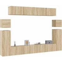 Berkfield Home Modern 8 Piece TV Cabinet Set Sonoma Oak Engineered Wood in Light Tan