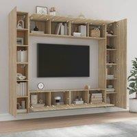 Berkfield Home Classic 8 Piece TV Cabinet Set Sonoma Oak Engineered Wood in Light Tan