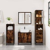 Berkfield Home Comfortable Bathroom Cabinet Smoked Oak 35x37.5x166 cm Engineered Wood in Brown
