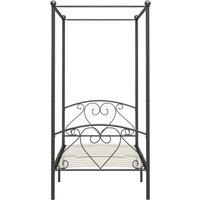 Berkfield Home Elegant Canopy Bed Frame Grey Metal 120x200 cm | Size: Small Double