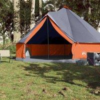 Berkfield Home Modern Family Tent Tipi 8-Person Grey & Orange Waterproof