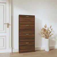 Berkfield Home Shoe Cabinet Brown Oak 59x17x150 cm Engineered Wood | Size: 59 x 17 x 150 cm