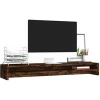 Berkfield Home Monitor Stand Smoked Oak 100x24x13 cm Engineered Wood in Brown | Size: 100 x 24 x 13 cm