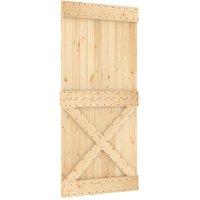 Berkfield Home Sliding Door with Hardware Set 95x210 cm Solid Wood Pine in Light Tan