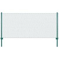 Berkfield Home Wire Mesh Fence with Posts Steel 25x1 m Green