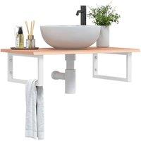Berkfield Home Basin Shelf Wall Mounted Steel & Solid Wood Oak in Brown