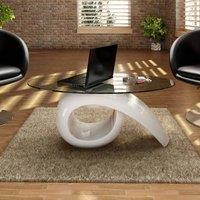 Berkfield Home Coffee Table with Oval Glass Top High Gloss White