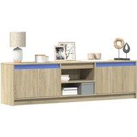 Berkfield Home TV Cabinet with LED Sonoma Oak 180x34x50 cm Engineered Wood in Brown | Size: 180 x 34 x 50 cm