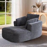 MIMO Indoor Chaise Lounge Lasy Sofa with 30D Foam, Chenille Upholstery in Grey | Size: 1 Pack