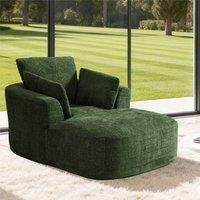 MIMO Indoor Chaise Lounge Lasy Sofa with 30D Foam, Chenille Upholstery in Green | Size: 1 Pack
