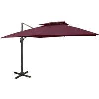Berkfield Home Cantilever Umbrella with Double Top 300x300 cm Bordeaux Red