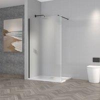 Bathroom Kingdom Milo Matt Black Fluted 8mm Wet Room Shower Glass Panel 1200mm