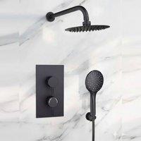 Bathroom Kingdom Avon Black Round Thermostatic - 250mm Head & Hand Shower