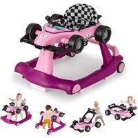 Costway 4-in-1 Baby Walker Foldable Activity Push Walker with Adjustable Height & Speed in Light Pink
