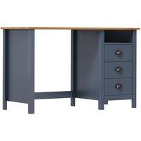 Berkfield Home Desk Hill with 3 Drawers Grey 120x50x74 cm Solid Pine Wood | Size: 120 x 50 x 74 cm
