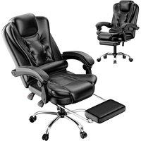 Gartistgo Executive Chair PU Leather Swivel Recliner with Footrest in Black