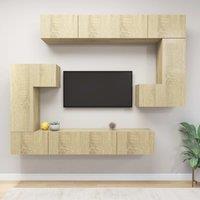 Berkfield Home 8 Piece TV Cabinet Set Sonoma Oak Engineered Wood in Brown
