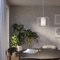 Eglo Terrarosa Wireframe Steel & Fabric Contemporary Single Pendant, Sandy in Beige